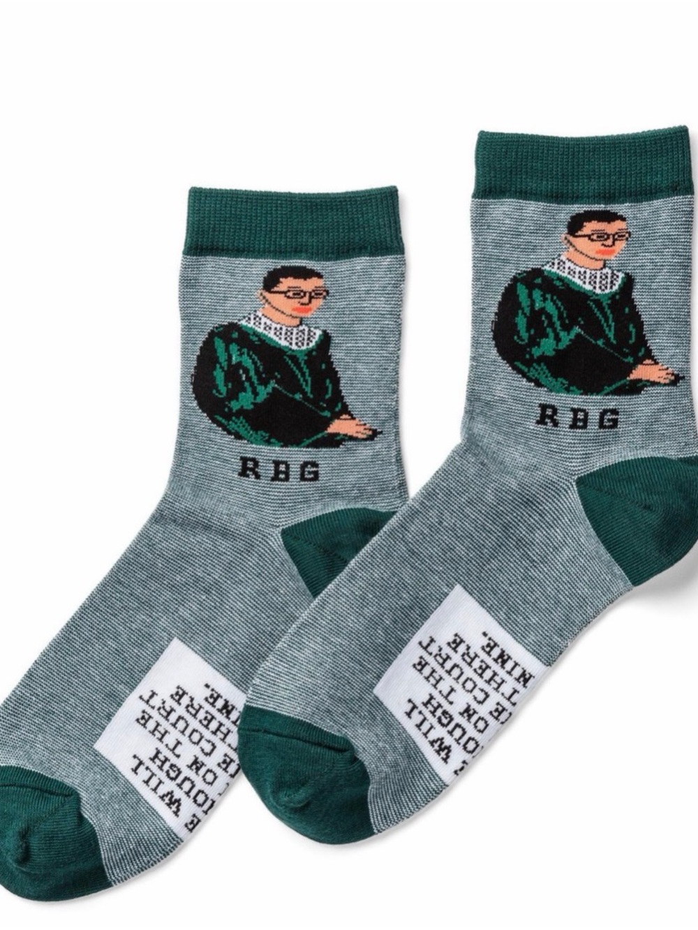 RBG Novelty Crew Socks in Green & Gray